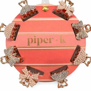 Piper K GOLD with PEARLS & Rhinestones Set of 8 Mini Metal Hair Claw Clips